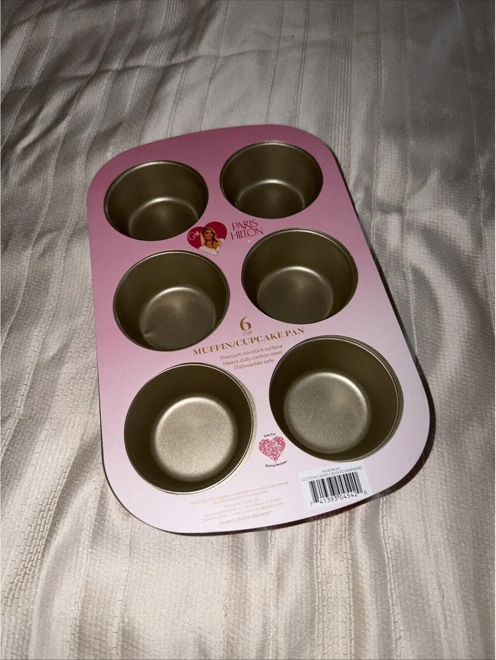 Paris Hilton 6-Cup Muffin Pan Nonstick Heavy Duty Carbon Steel Cupcake